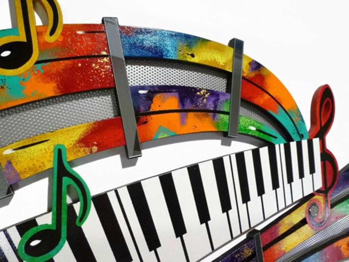 Music Wall Art Unique Colorful Abstract Music Notes & Piano Etsy