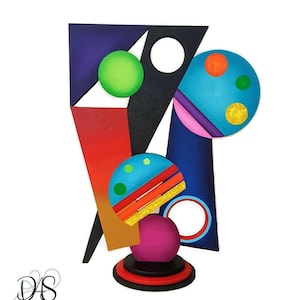 Abstract Tabletop Sculpture - Unique Table Sculpture - Colorful Sculpture 26x19 by Alisa