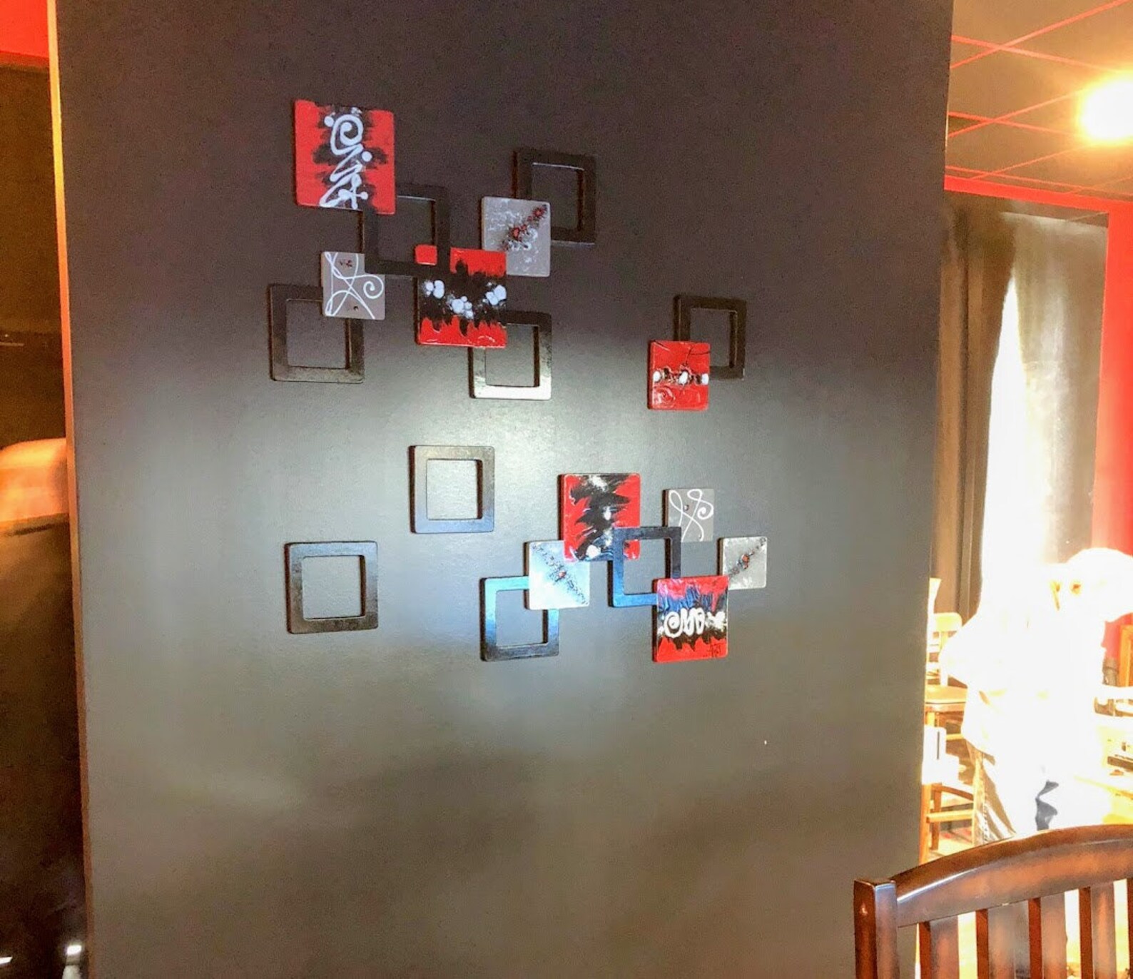 Contemporary Modern Red and Black Abstract Wall Hangings 2pc Etsy