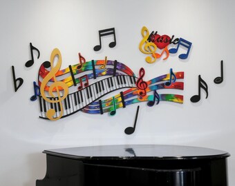 Music Wall Art, 8pc Abstract Music Notes & Piano Wall Sculpture