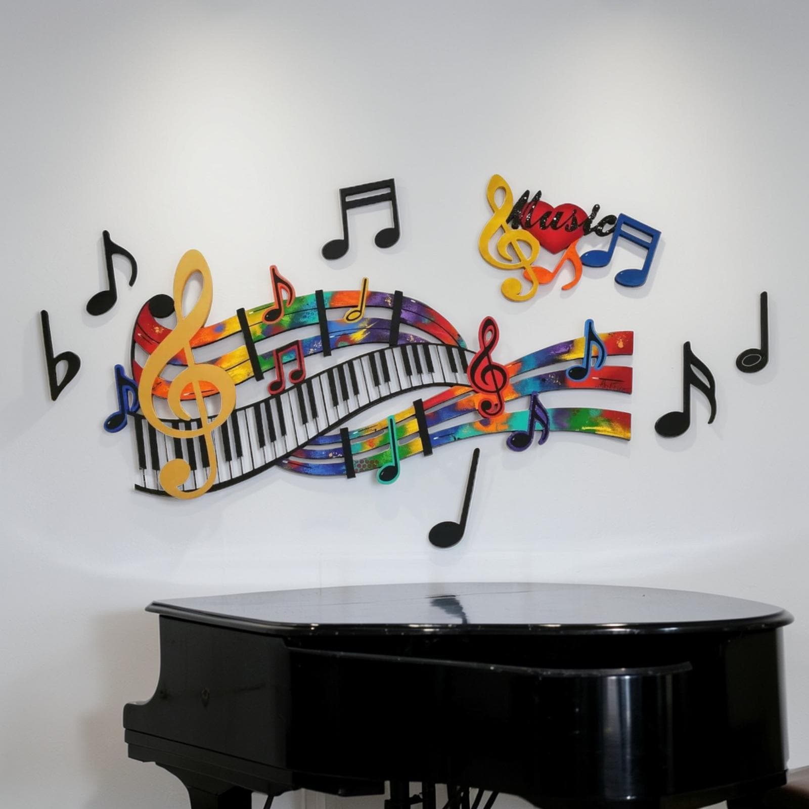 Music Wall Art, 8pc Abstract Music Notes & Piano Wall Sculpture