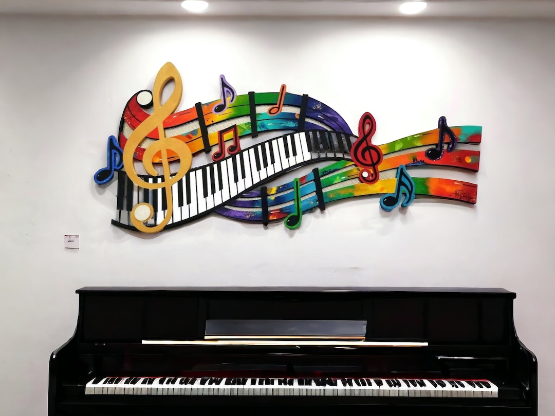 Music Wall Art, Wood Wall Art, Colorful Abstract Music Notes