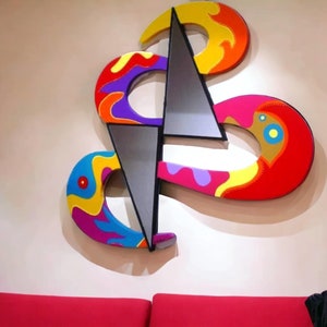 Colorful Mirror wall art, Abstract mirror, Triangle mirror wall sculpture 24x22 by Alisa