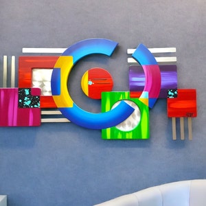 Contemporary Modern Abstract Wall sculpture Geometric wood wall decor, 30x15 to 48x24 by Alisa Art69 50" x  28" inches