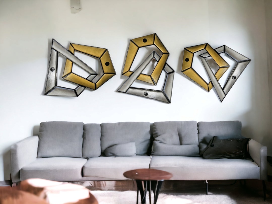 Layered 3D Wooden Wall Sculpture Silver Bronze N Gold Wall Etsy