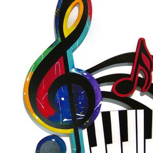 Colorful G Clef Music keys & notes Abstract wall sculpture, Music Sculpture, Contemporary Music Wall Art, by DAS image 7