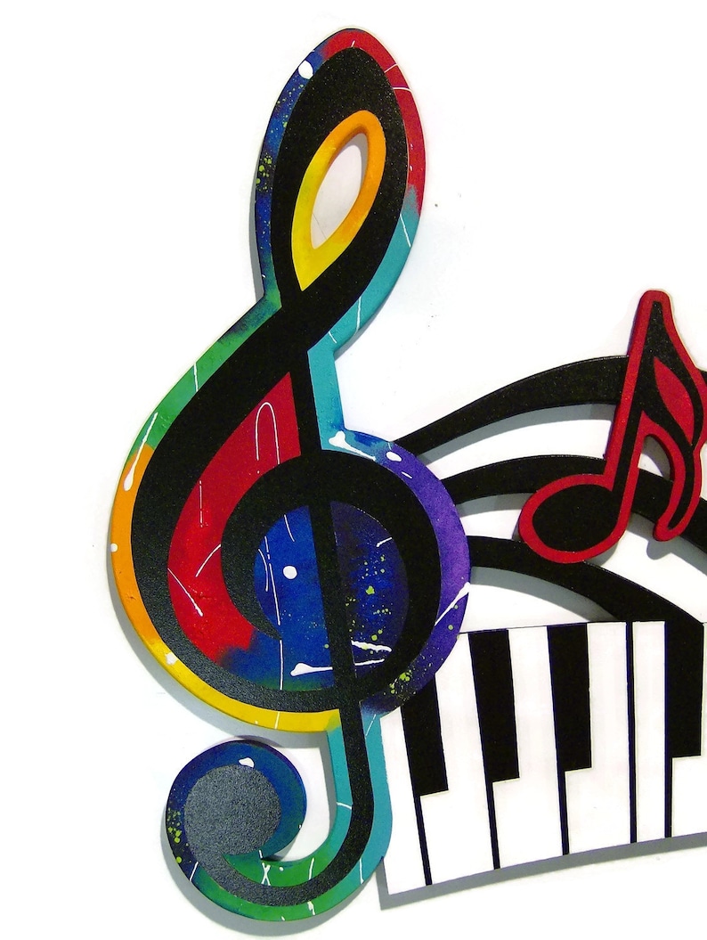 Colorful G Clef Music keys & notes Abstract wall sculpture, Music Sculpture, Contemporary Music Wall Art, by DAS image 7