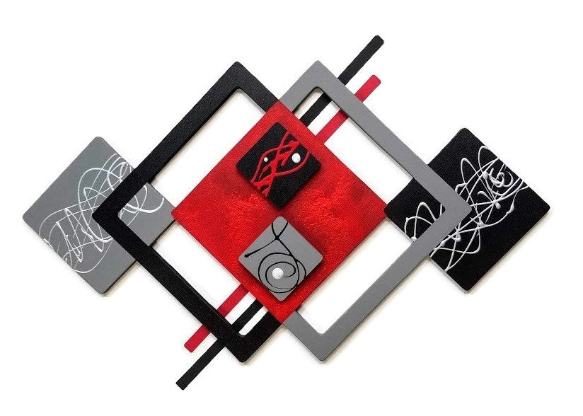 Abstract Sculpture Layered Square Wood N Metal Wall Art Red Hong Kong - Red Metal Wall Art Abstract Abstract Sculpture Layered Square Wood N Metal Wall Art Red Hong Kong - Red Metal Wall Art Abstract