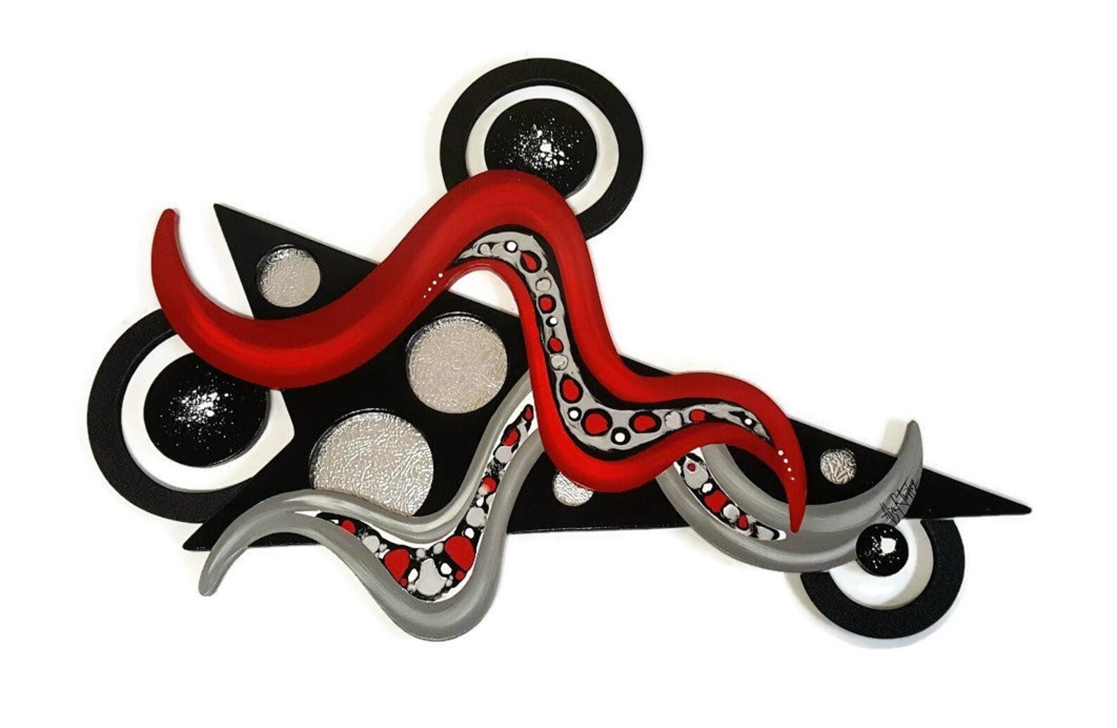 Abstract Red Black and Silver Contemporary Modern Wood and Etsy