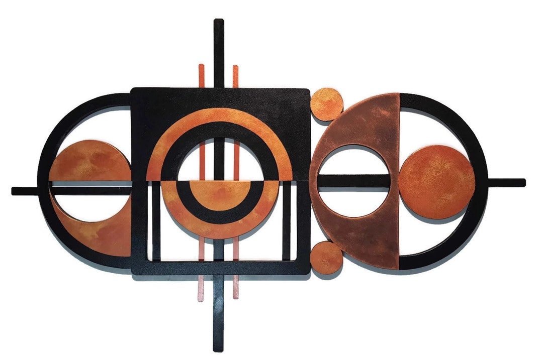 Geometric Wall Sculpture Contemporary Abstract Wood Metal Etsy