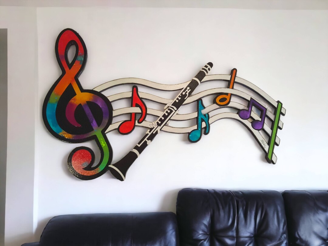 Colorful Music Sculpture Wall Art Music Notes Wall Etsy