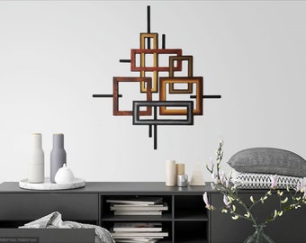 Frame design Wall Sculpture - wood with Metal wall art, Wooden wall decor, Pattern Version#3 by Alisa
