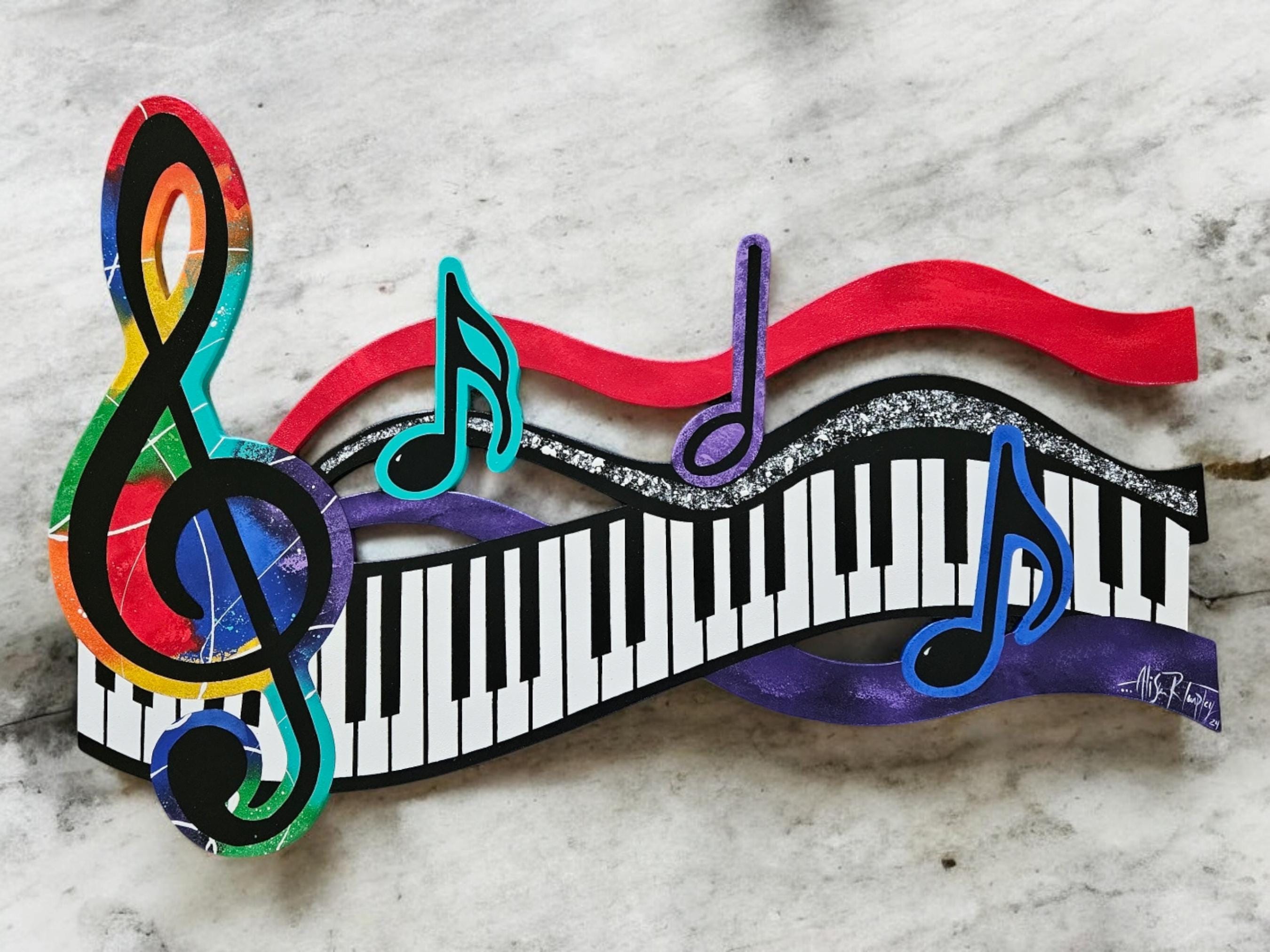 Colorful Abstract Music Sculpture Wall Art, Music Notes Sculpture
