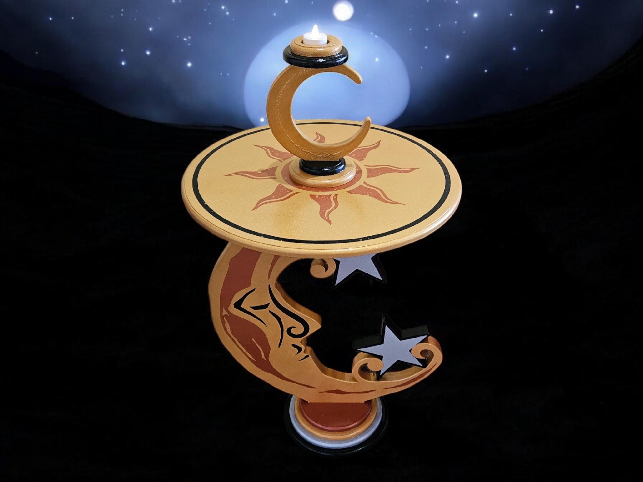 Moon Star and Sun Table - Contemporary Unique Moon Table, Moon 