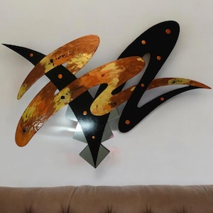 Abstract Wood Wall Sculpture, Contemporary Wall decor, modern Mirror art, Cinnabunz by DAS