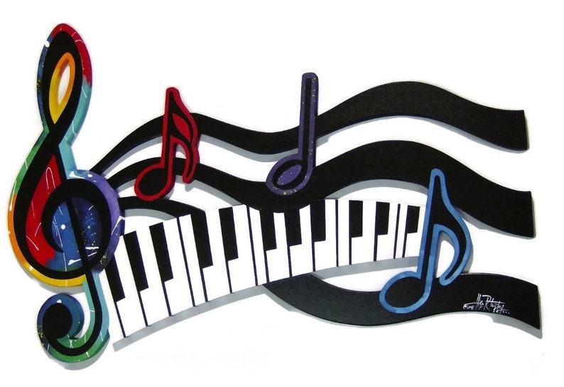 Colorful G Clef Music keys & notes Abstract wall sculpture, Music Sculpture, Contemporary Music Wall Art, by DAS image 2