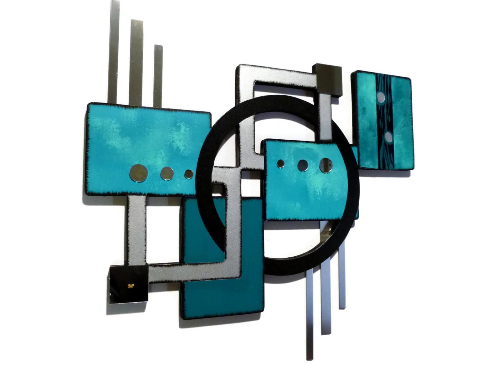 Pretty Contemporary Teal and Aqua Wall Hanging Geometric Wood Etsy