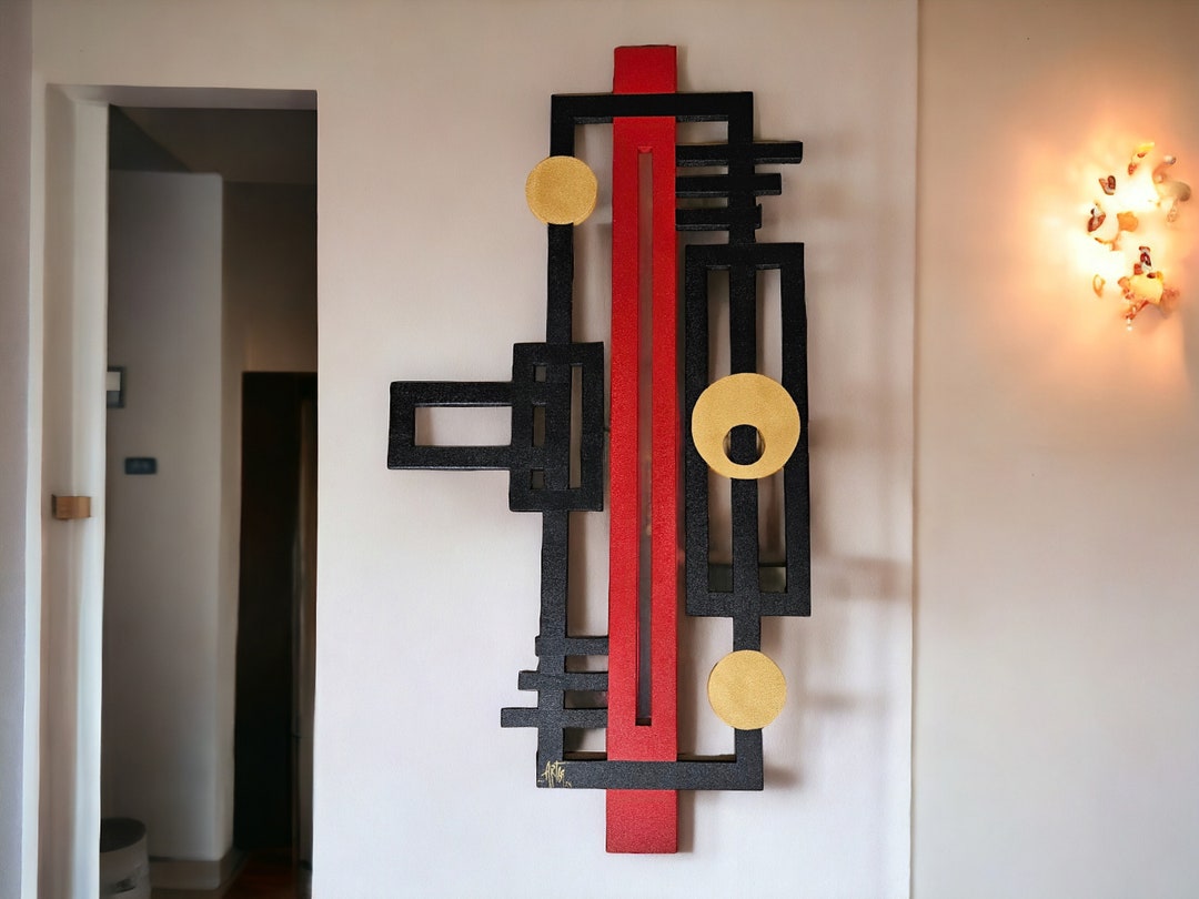 Red Black & Gold Wall Art, Lux Trio Red, Black Wall Decor, Modern Wall ...