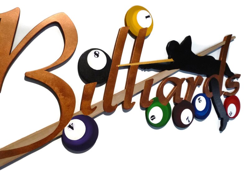 Rack Em Up Billiards Wood Wall Decor Pool Room Wall Art Etsy