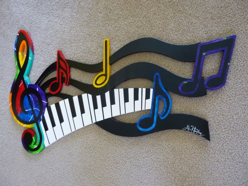 Colorful G Clef Music keys & notes Abstract wall sculpture, Music Sculpture, Contemporary Music Wall Art, by DAS image 3