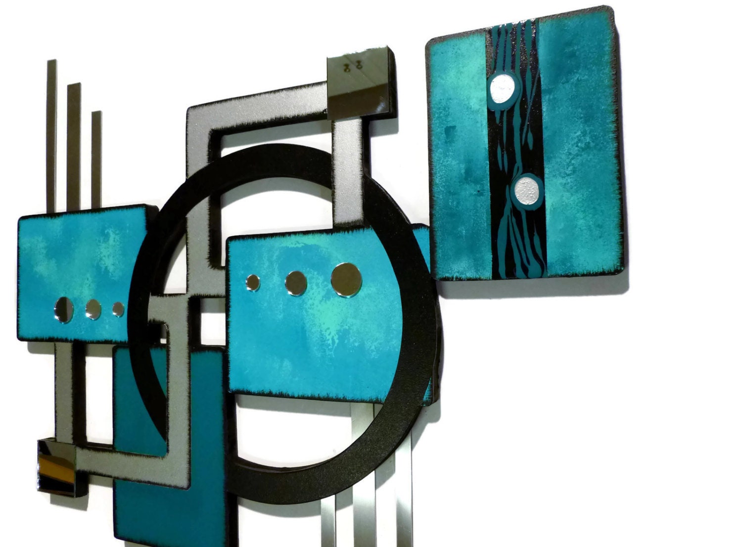 Pretty Contemporary Teal and Aqua Wall Hanging Geometric Wood Etsy