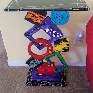 Handmade, Unique Colorful Abstract Table - Contemporary Geometric Table - Funky table, Entrance Table, end table, accent table, by Art69