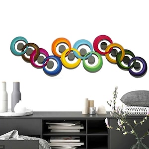 Colorful Circle Spirals wall Sculpture, Abstract Circle wall Art, Contemporary Modern Wood Wall Decor by DAS