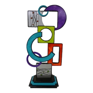 Abstract Tabletop Sculpture, Colorful Geometric tabletop Sculpture, Calypso by Alisa