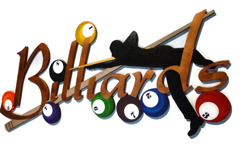 Rack Em Up Billiards Wood Wall Decor Pool Room Wall Art Etsy