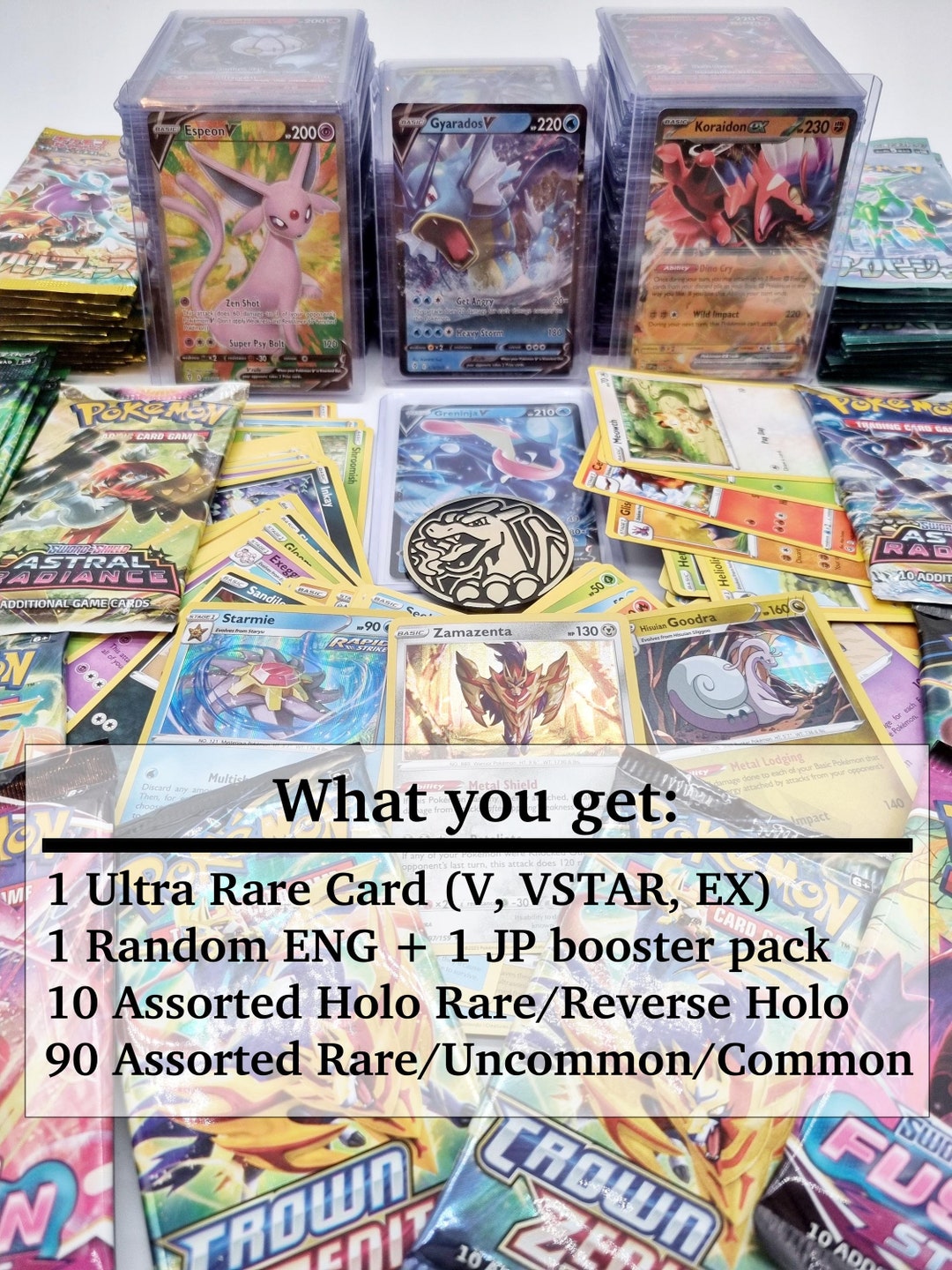 100 Cards Pokemon Pokemon Card Lot Of 100+ Cards - Includes Holos, Ultra  Rares + FREE Booster Pack! Pokemon Cards Mint Condition