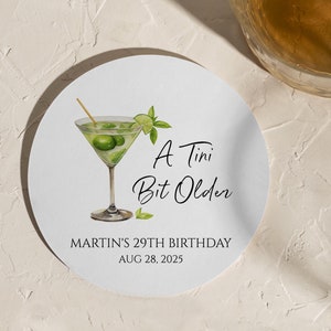Personalized Birthday Coasters/A Tini Bit Older Coaster/Pulpboard Bar Coaster/Birthday Party Decor/Personalized Birthday Decor/30th Birthday