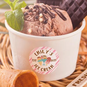 Custom Ice cream Shop Cups/Food Marketing Cups With Wooden Spoon/Paper Cup with Custom  Spoons/Party Decors/Small Business Ice Cream Cups