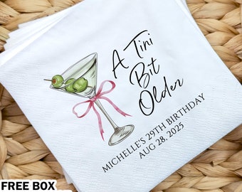 A Tini Bit Older Napkins/In My 30s Era/30th Birthday Favors/Dirty Martini Napkins/Cocktail Napkins/30th Birthday Decor/Custom Paper Napkins