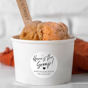 Here's the scoop Ice Cream Wedding Party Decors/Wedding Treat Cups With Spoons/Wedding Reception Cups/Personalized Sweet Celebration Cup
