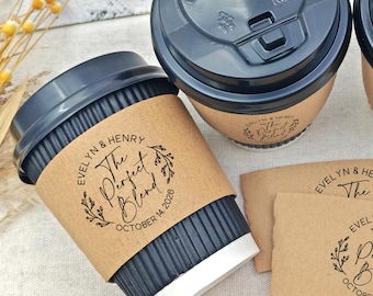 The Perfect Blend Wedding Coffee Cup Sleeves/Wedding Reception Coffee SLEEVES/Wedding Tea Coffee Bar Cups/Coffee Theme Party Decors