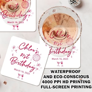 Custom Square Birthday Paper Coasters/Personalized Coasters For Party/Custom Birthday Party Favor/Happy Birthday/Birthday Party Decor