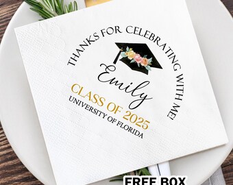 Custom Graduation Napkins/Congrats Grad Cocktail Napkins/Graduation Party Decor/Class of 2025 Napkins/Personalized Graduate Party Favors