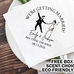 Personalized Hand Drawn Wedding Napkins/Custom Wedding Cocktail Napkins/Engagement Party Decor/Wedding Table Decor/ Beverage or Cocktail