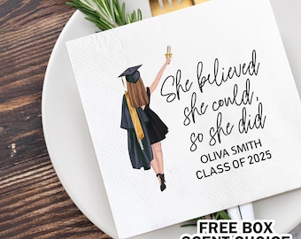 Personalized Graduation Napkins/2025 Graduation Party Napkins/ Class of 2025 Graduation Decor/Custom Cocktail Napkins/Grad Party Napkins