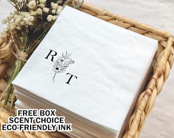 Personalized Wedding Napkins/Wedding Reception Napkins/Monogram Wedding Napkins/Rehearsal Dinner Cocktail Napkins/Wedding Table Decor