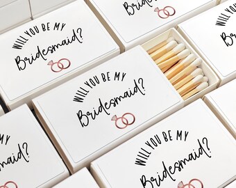 Bridesmaid Match Boxes/Bridesmaid Proposal Box Gifts/Maid of Honor Proposal Matches Boxes/Bridal Shower Gift/Bulk Wedding Matchbook