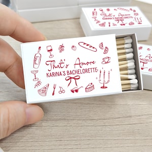 Bridal Shower Matchboxes/Italian Themed Bachelorette or Bridal Shower Matches/Pasta Party Decors/Wedding Match Favors/Italian Shower Matches