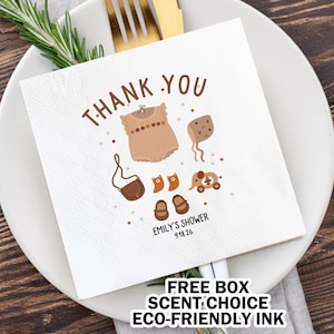 Thank You Boho Cloth  Napkins/Clothesline Baby shower Party Decorations/A Sweet Boy or Girl Baby Shower Napkins/Custom Cocktail Napkins