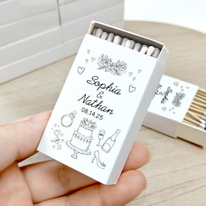 Personalized Match Boxes for Wedding/Hand Drawn Wedding Matches/Wedding Decor/Party Favor Matches/Bridal Shower Favors/Bridesmaid Gift