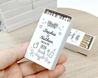 Personalized Match Boxes for Wedding/Hand Drawn Wedding Matches/Wedding Decor/Party Favor Matches/Bridal Shower Favors/Bridesmaid Gift