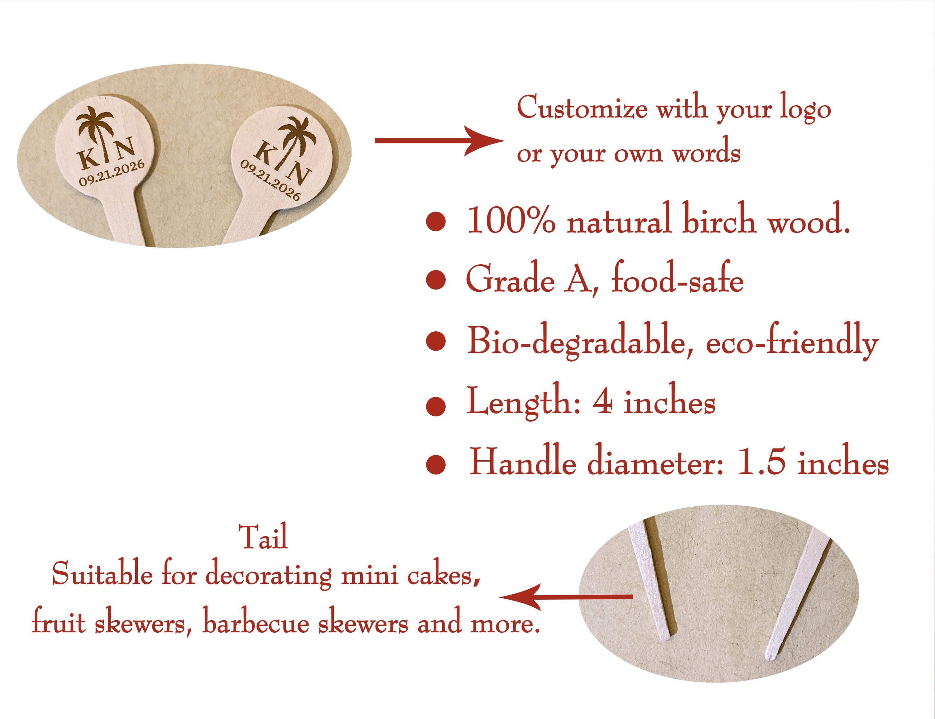 Wood Food Pick Sticks/custom Logo Food Skewers/personalized Cake ...