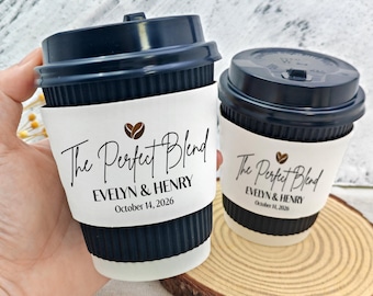 Custom Coffee Cup With Sleeves For Wedding/Engagement Party Coffee Cups/Wedding Coffee Bar/The Perfect Blend Wedding Coffee SLEEVES