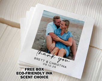 Custom Printed Photo Napkins Personalized Cocktail or Luncheon Napkins Custom Disposable Paper Serviette for Wedding, Parties, Birthdays