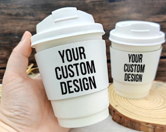 Personalized Coffee Cup Sleeve/Custom Printed Paper Coffee Cup Sleeve/Disposable Kraft or White/Coffee Sleeves for Wedding/Bar/Party/Shower