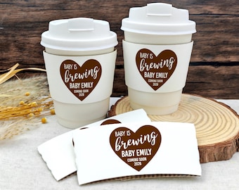 Maniche personalizzate per tazze da caffè per baby shower/Decorazioni per baby shower/Maniche personalizzate per tazze da caffè "Baby is Brewing"/Maniche personalizzate per tazze da caffè per matrimoni/bar/feste